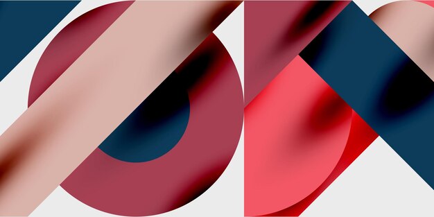 Detailed composition of circles semicircles and triangles with glossy effects and smooth gradients a