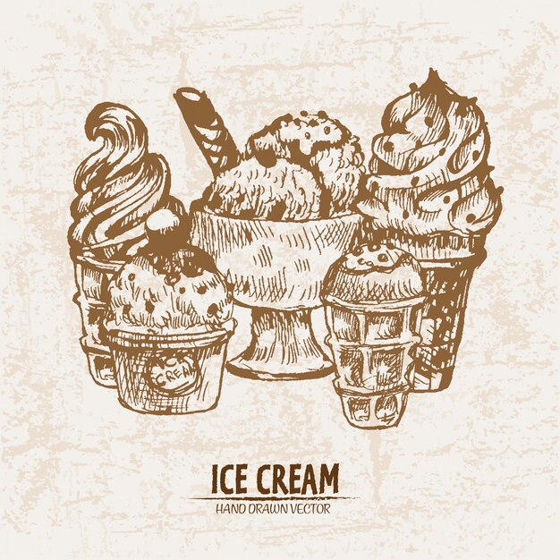Detailed line art ice cream