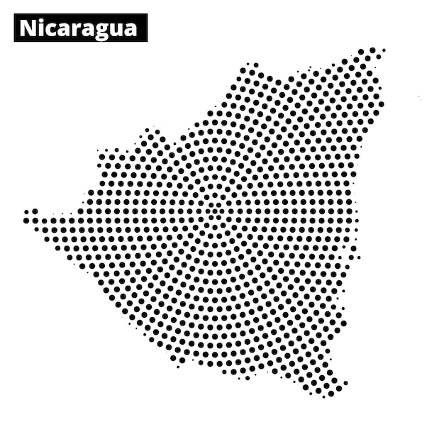 Detailed map representation of Nicaragua with a unique dot pattern design