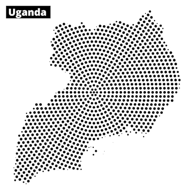 detailed representation of the map of uganda using dotted pattern design