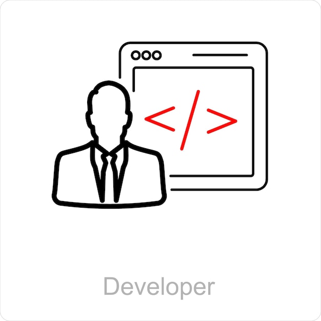 Developer and code icon concept