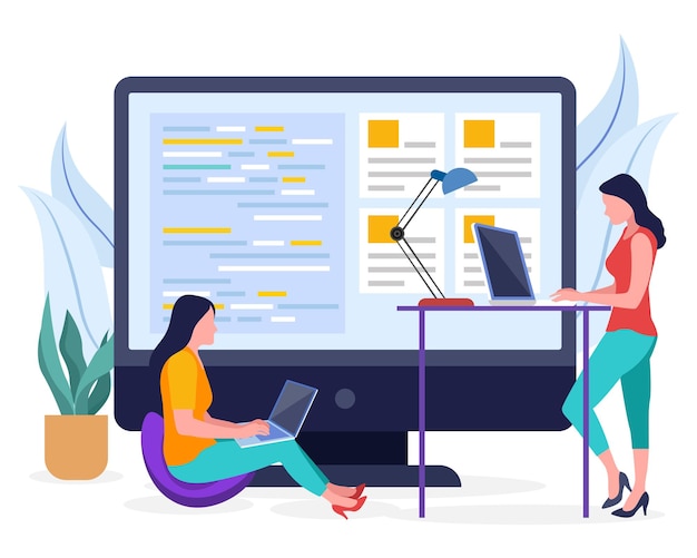 Development team working on project