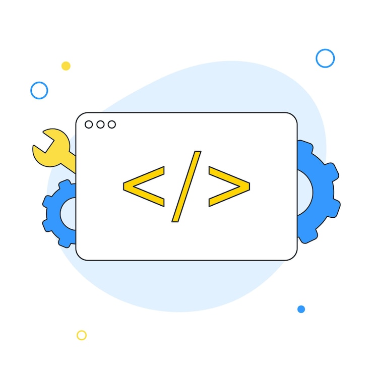Vektor development vector icon web development concept website coding web page cartoon minimal style