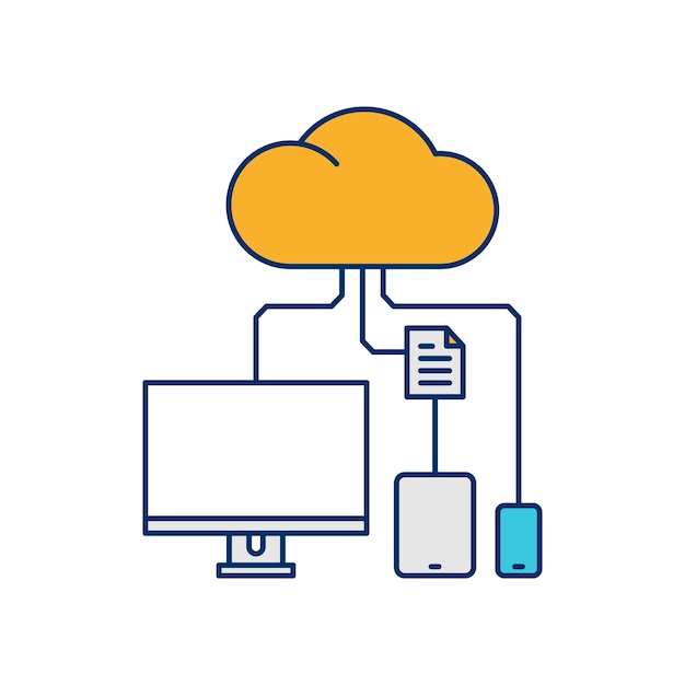 Device cloud storage illustrative icon vector 