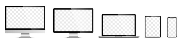 device screen set - laptop smartphone tablet computer monitor. vector illustration
