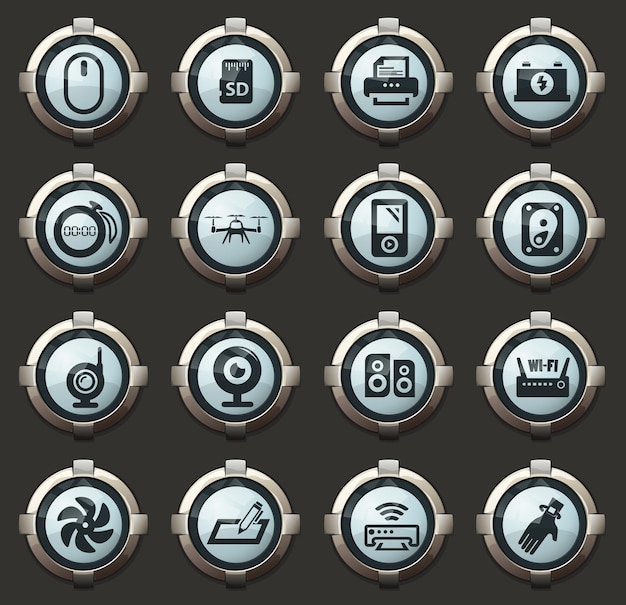 devices vector stylish round buttons for mobile applications and web