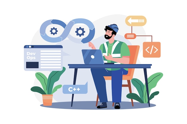 Devops Engineer Illustration concept A flat illustration isolated on white background