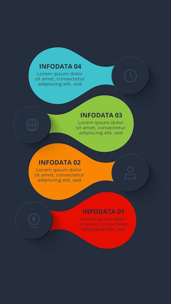 diagram concept for infographic with 4 steps template for web on a black background