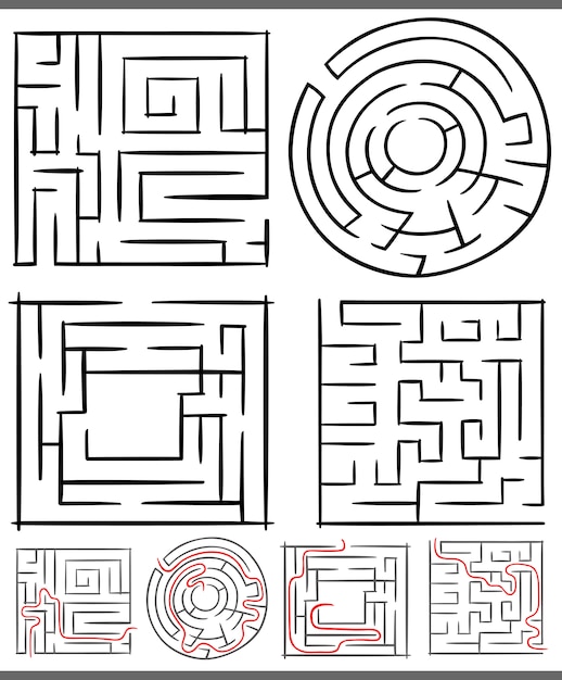 Diagramset med labyrinter