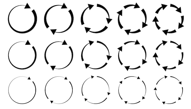 different circular and different thickness circular arrows sign symbols vector illustration