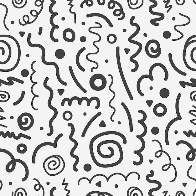 Different hand-drawn doodle elements pattern. Abstract seamless background