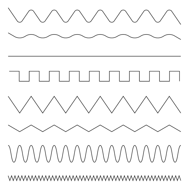 Different wavy lines Geometric shape Vector illustration