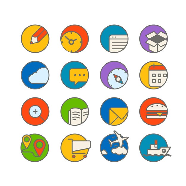 Different web browser icons set with rounded corners Design elements