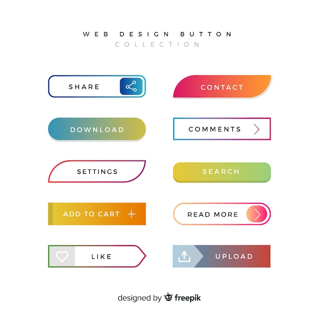 Different web buttons in gradient style