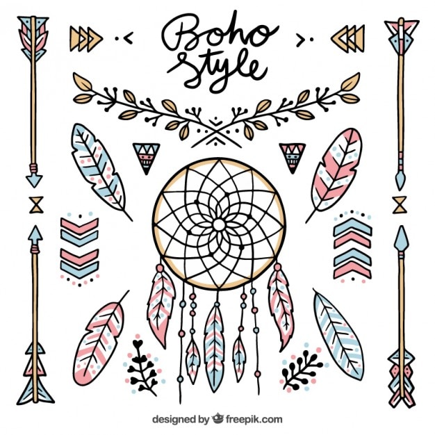 differents boho style elements