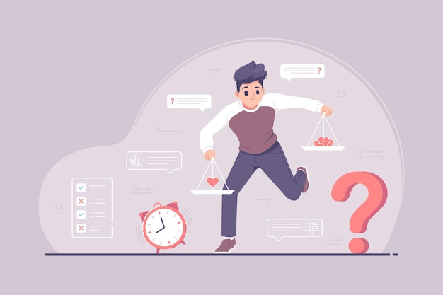 difficult choices confusing decisions concept illustration