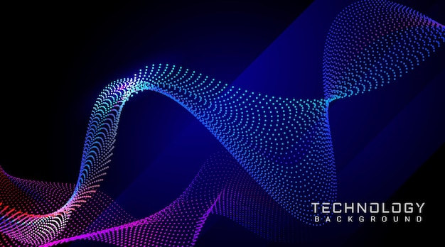 Digital abstract flowing particles technology background
