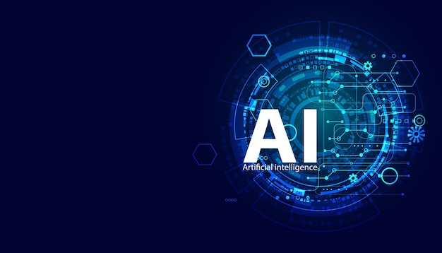 Digital AI and circle with interface concept background blue technology modern hitech and copy space