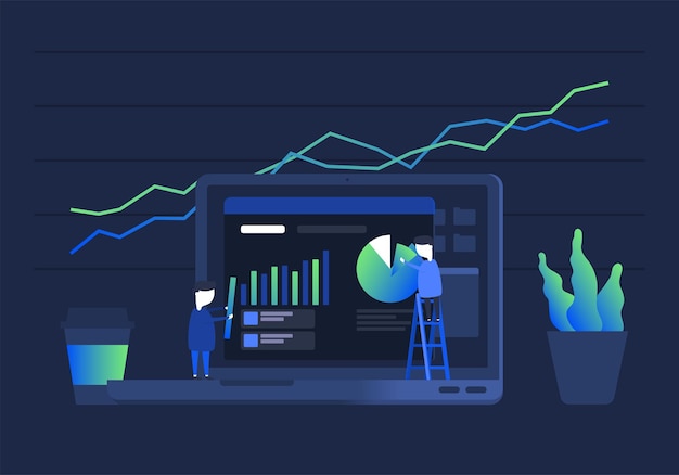digital analytics information tools big data concept for successful business in flat vector design