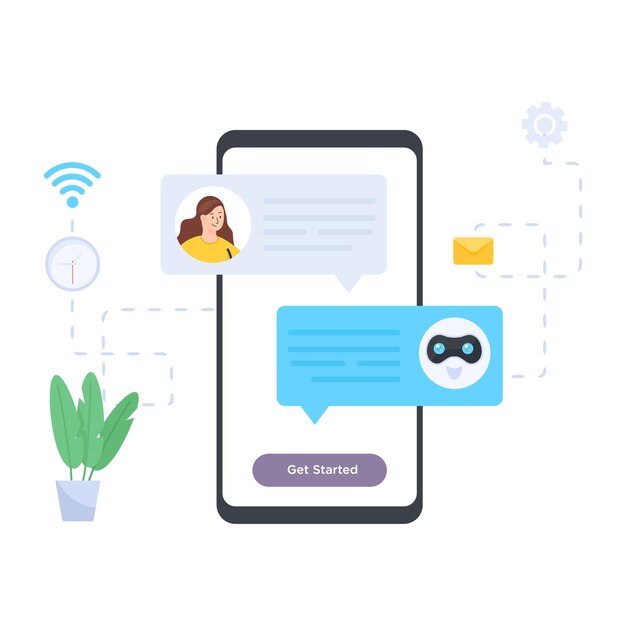 Digital assistent, illustration, platt, redigerbar vektor