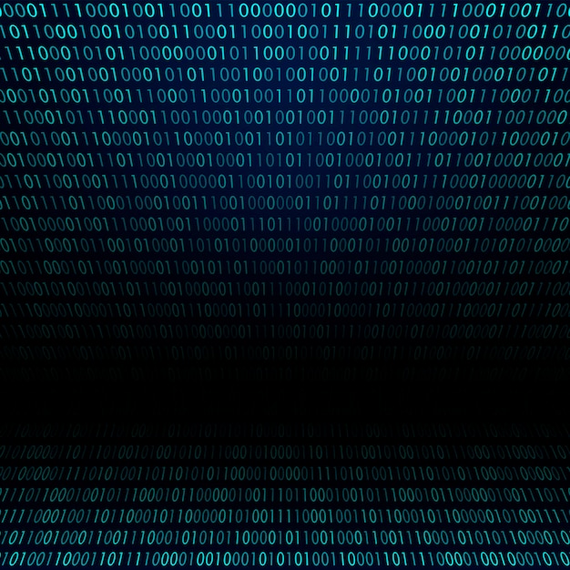 Digital  binary code background. Matrix style program. Random falling numbers.