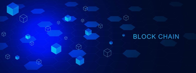 Digital block chain technology concept Abstract perspective hexagons with digital blocks design