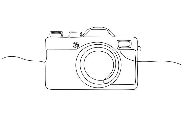Digital camera single continuous line drawing vector illustration Premium vector Continuous one