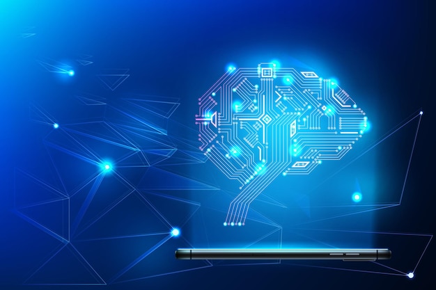 Digital circuit brain with neural network around coming from smartphone
