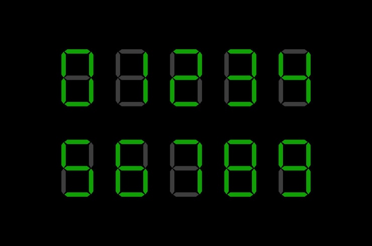 Vektor digital clock with gre digits digital clock numbers display of digits numerical numbers scoreboa