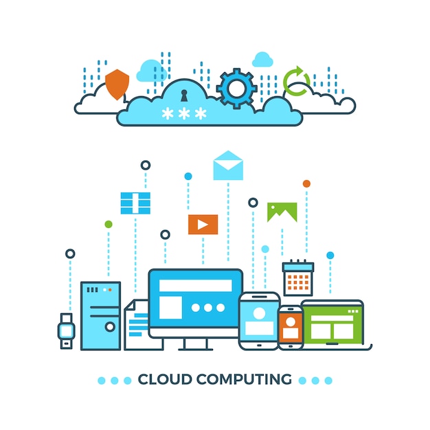 Digital cloud computing concept