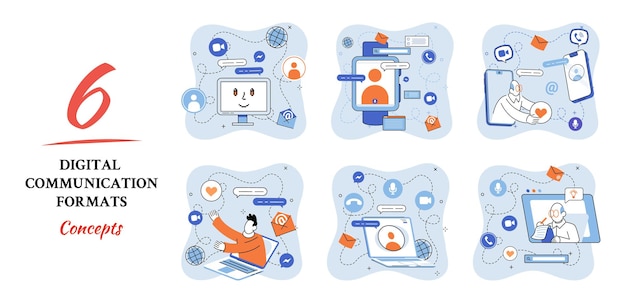 Digital communication formats metaphor content online data and social media streaming Abstract modern news feed and website connection Open sourse software unified conversation modern technology