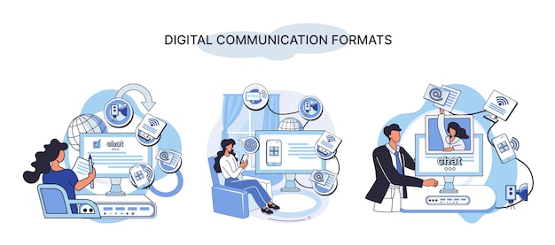 Digital communications formats Chat messages smartphone Sms on mobile phone screen computer application Chatting messaging using chat app or social network Persons cellphone metaphor