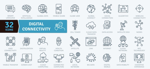 Digital Connectivity Icons Network and Communication