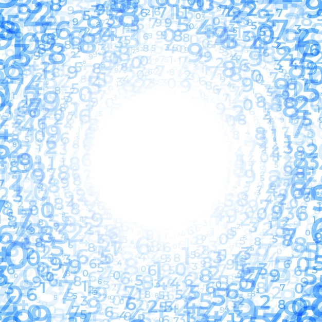 Digital data array Abstract Concentric circles of Digits Swirling pattern spiral of numbers