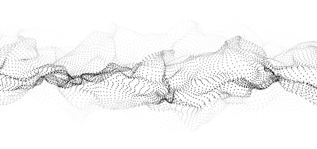 Digital dynamic wave of particles Vector abstract white futuristic background Big data visualization