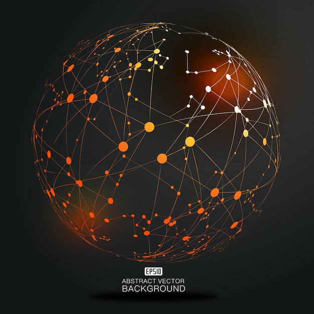 digital earth and dot line link combine to form luminescent earth technology background