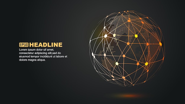digital earth dot line and global network technology abstract vector background