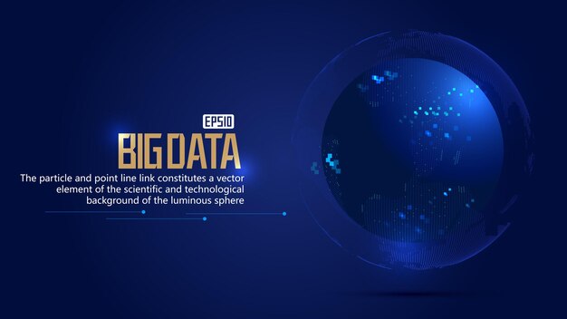 digital earth world network technology big data vector background