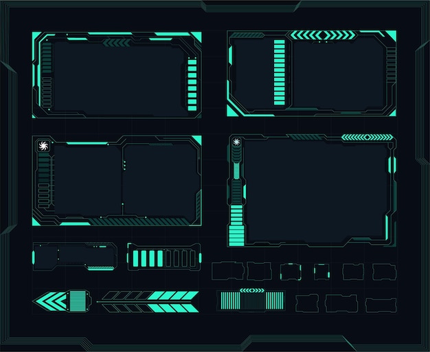 Digital elements for futuristic UI UX and GUI projects UI VR vector collection objects