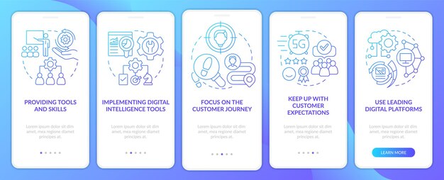 digital first strategy blue gradient onboarding mobile app screen