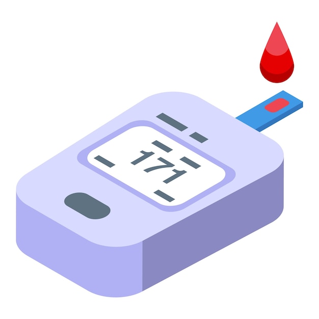 digital glucometer displaying blood glucose level with blood drop icon diabetes management and monitoring concept