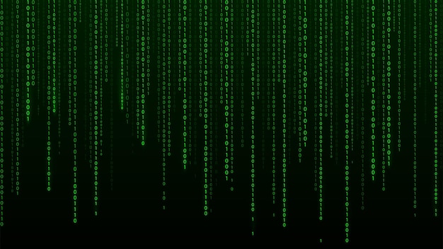 Digital green matrix Binary code Encoded vector illustration