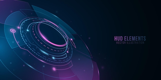 Digital HUD elements with light effect Futuristic scifi background for user interface Abstract virtual graphic Technology design Cyber space Dashboard display Vector illustration EPS 10