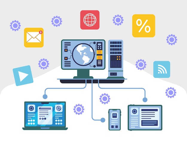 Digital Infrastructure Concept IllustrationStylish and Beautiful