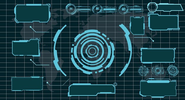 digital interface HUD elements set pack User Interface frame screens Callouts titles FUI circle
