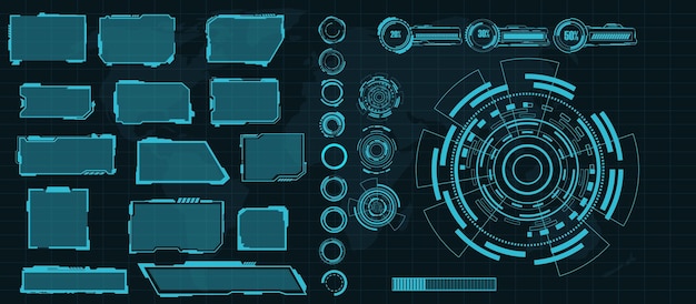 digital interface HUD elements set pack User Interface frame screens Callouts titles FUI circle