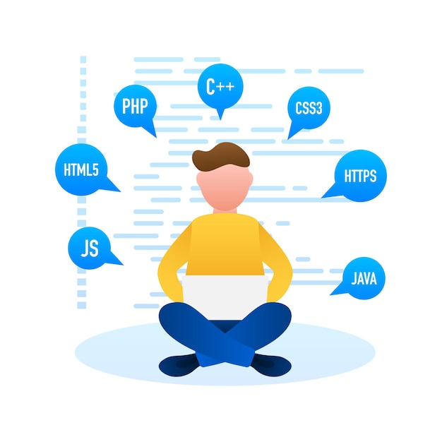 Digital Java-kode tekst. Vektor koncept for computer software kodning. Programmerings kodningsscript Java, digital programkode på skærmillustration. Vektor stock illustration