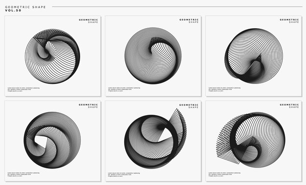 Digital line blend circle logo design template set