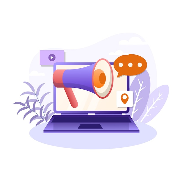 Digital marketing illustration bærbar højttaler tale