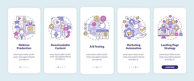 Digital marketing strategier onboarding mobil app skærm